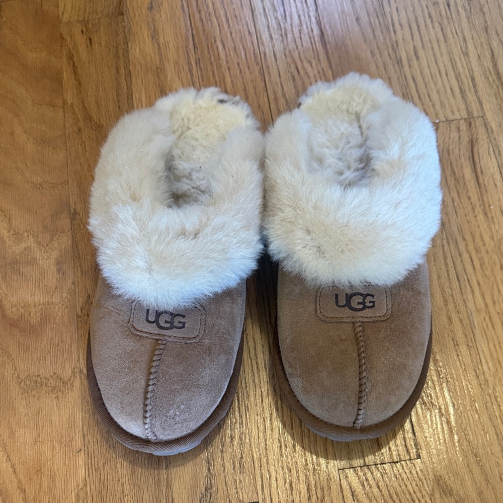 UGG Brown and Cream Shearling Slippers